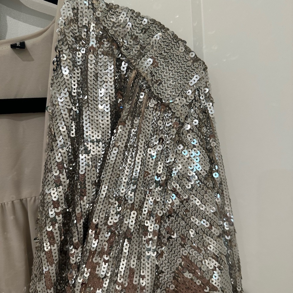 ROTATE Birger Christensen Sliver Sequin Wrap Minidress US 8 - Picture 12 of 13